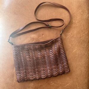 Brown Textured Women's Bag